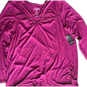 NWT Torrid 1 Pink Super Soft O-Ring Detail And Cutout Long Sleeve Blouse